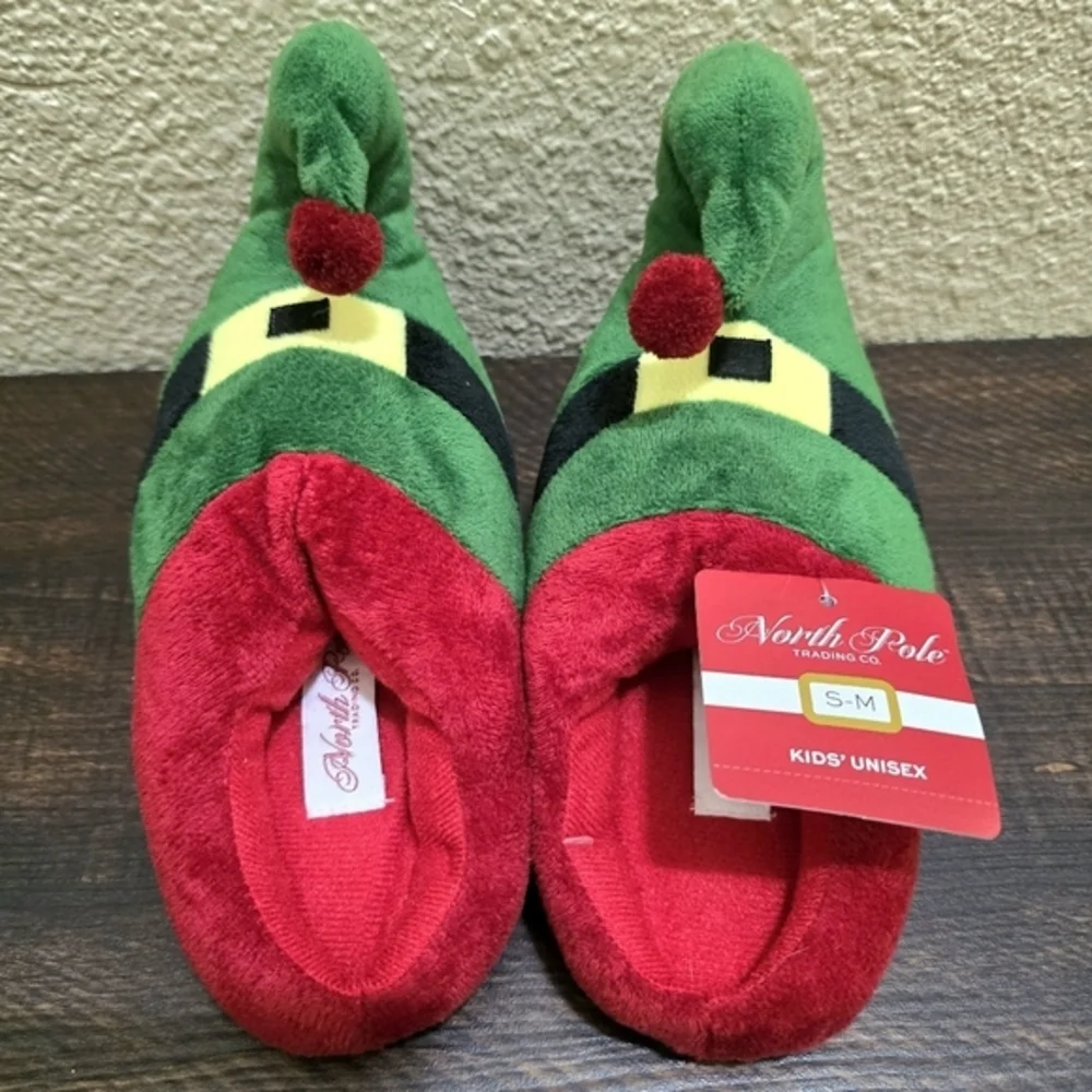 North Pole Trading Co. Kid's Toddler Elf Christmas‎ Slippers NWT Size S/M